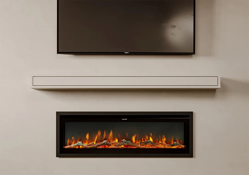 Media Wall Electric Fireplace Remote and Colour Changing Lights