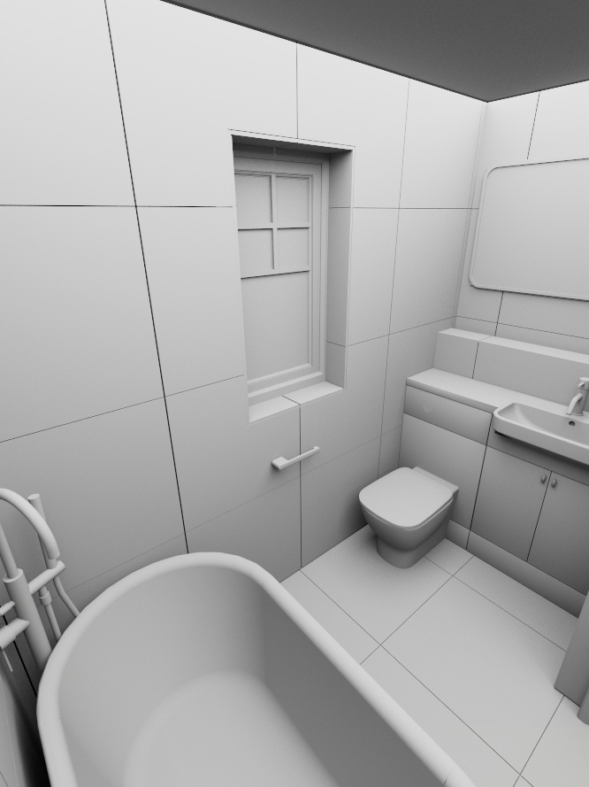 Clay Render View White Bathroom