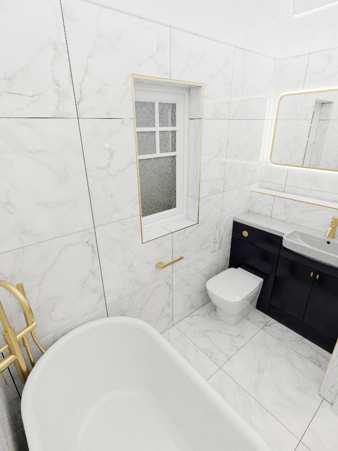Full Render View White Bathroom