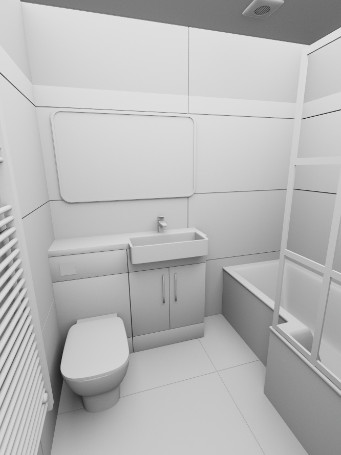 Clay Render View Dark Bathroom